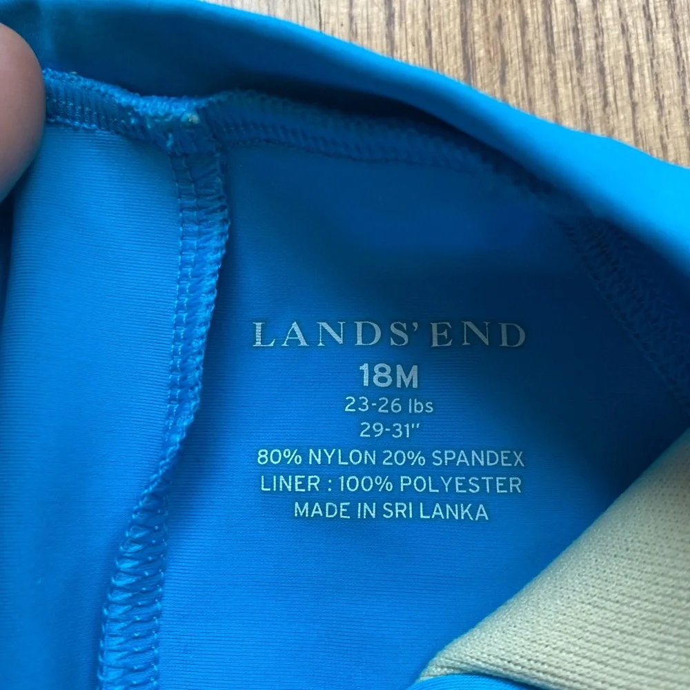 Lands End Toddler Baby Size 18 Months Full Cover Body Swimsuit Wetsuit Blue Navy